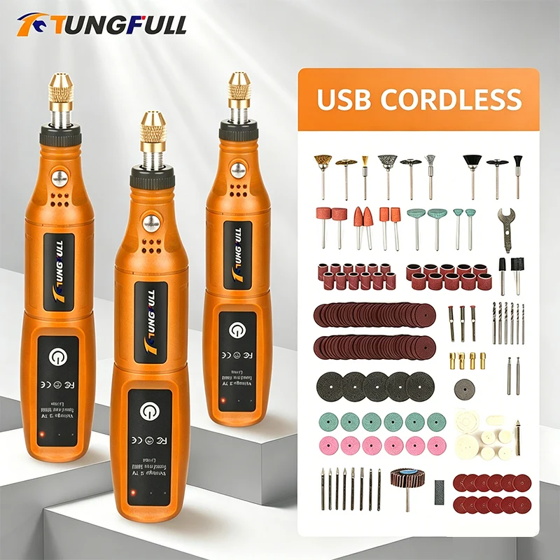 Workshop Tools Diy - Беспроводная мини-дрель-гравер TUNGFULL с аккумулятором, набор